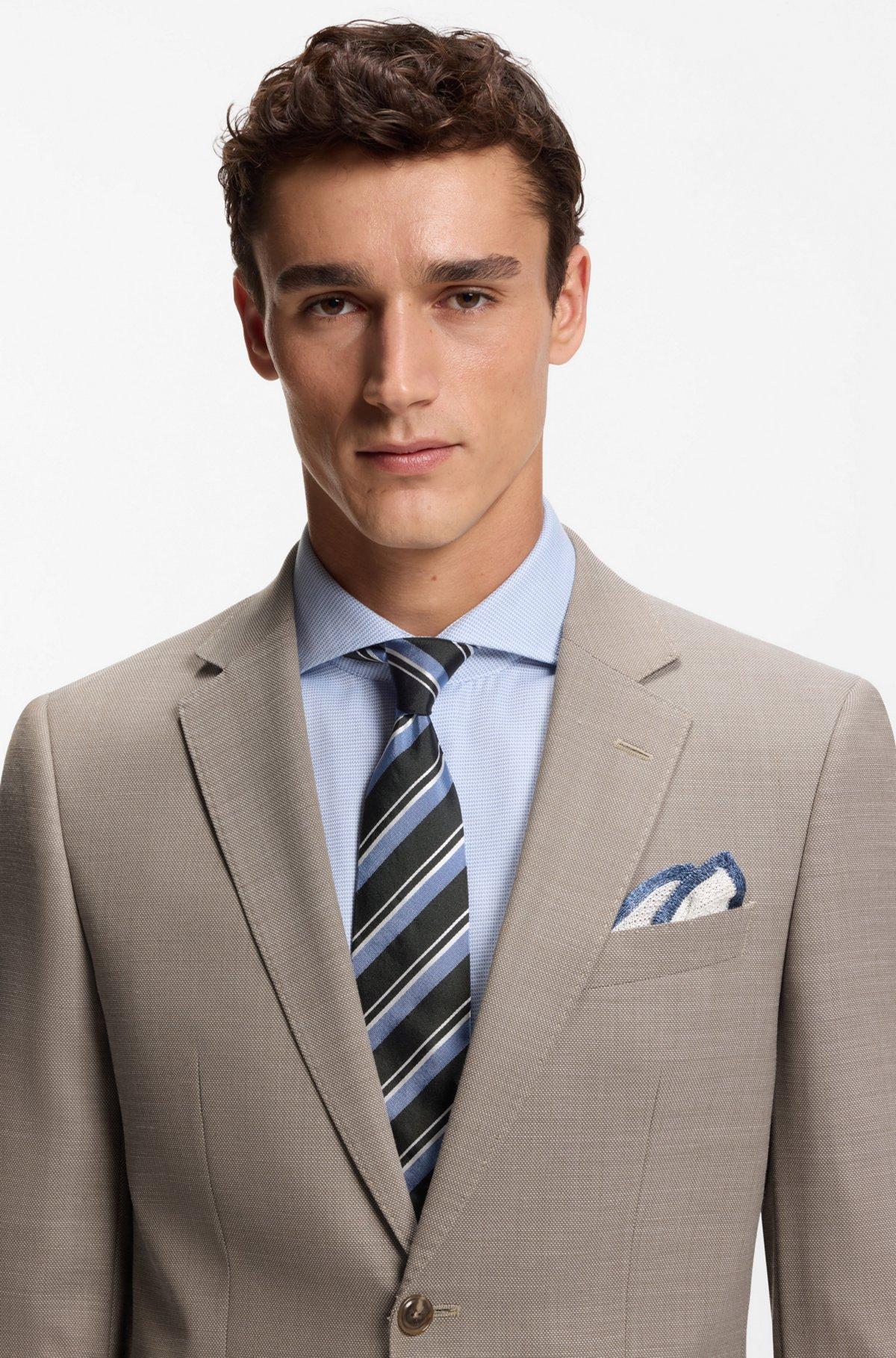Micro-patterned two-piece slim-fit suit in stretch cloth Product Image