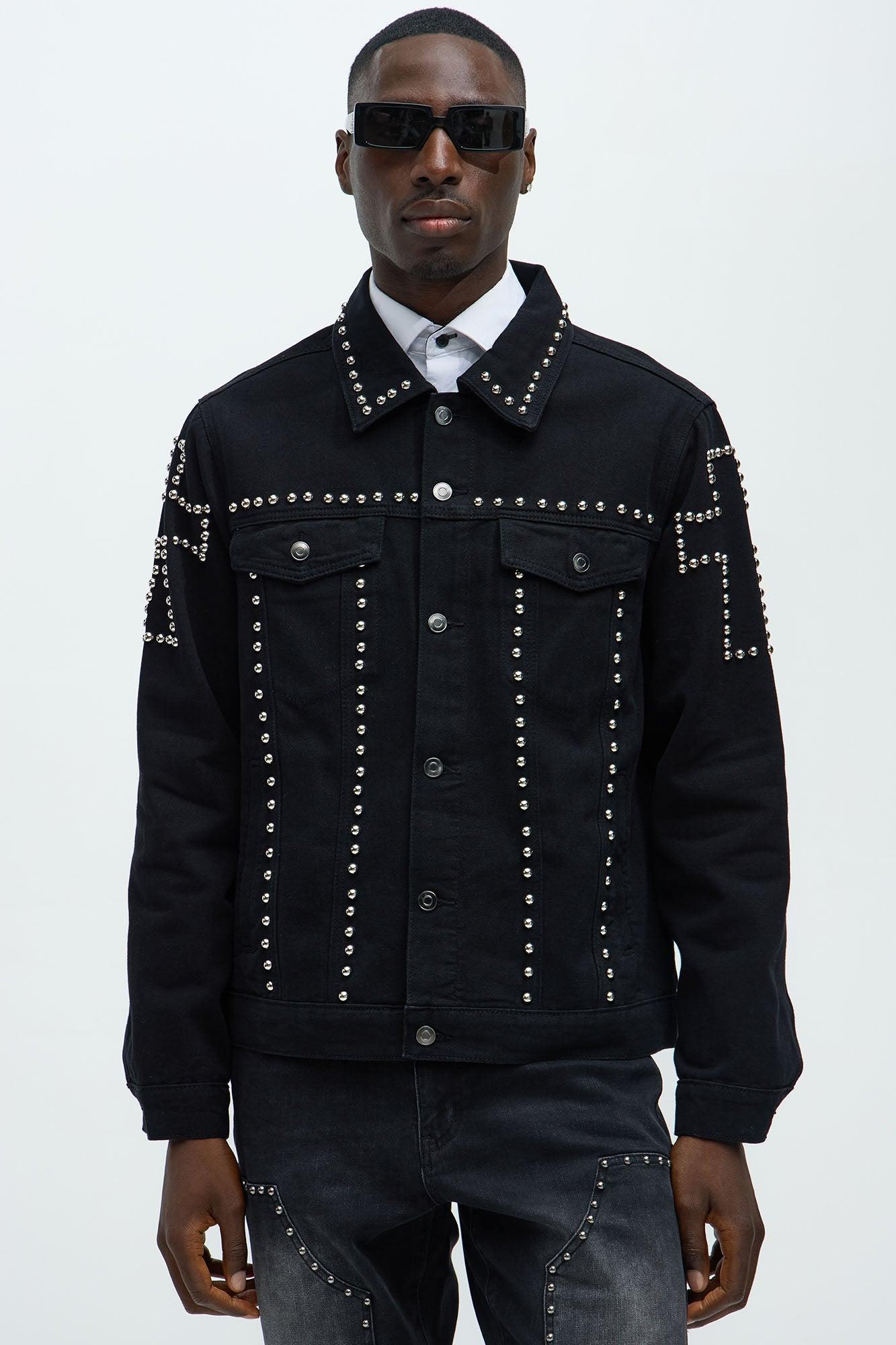 Rider Studded Trucker Jacket - Black Product Image