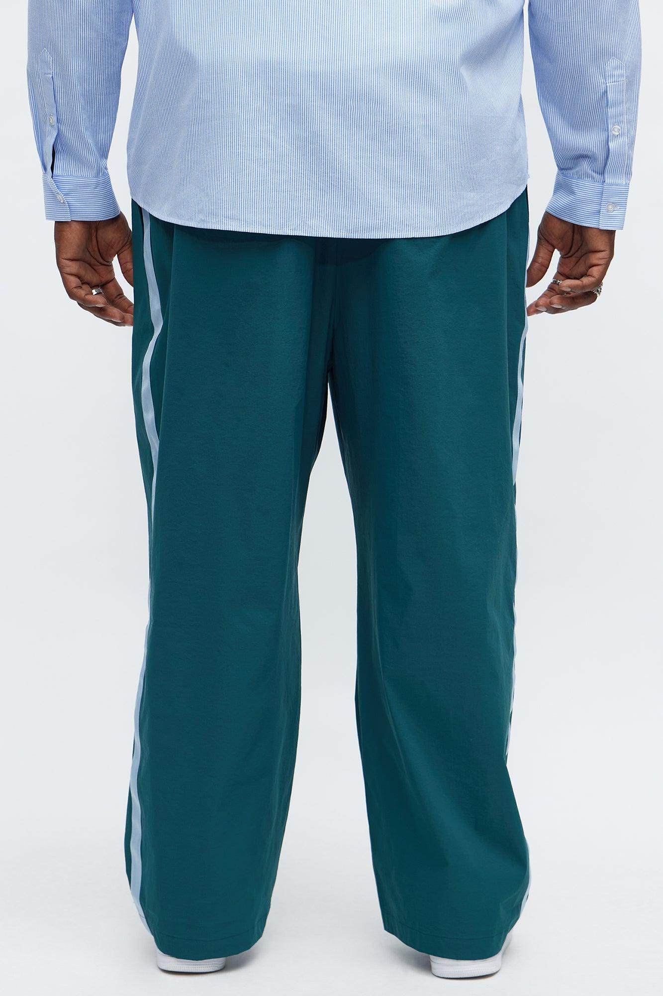 Baggy Chateau Double Waistband Nylon Pants - Teal/combo Male Product Image
