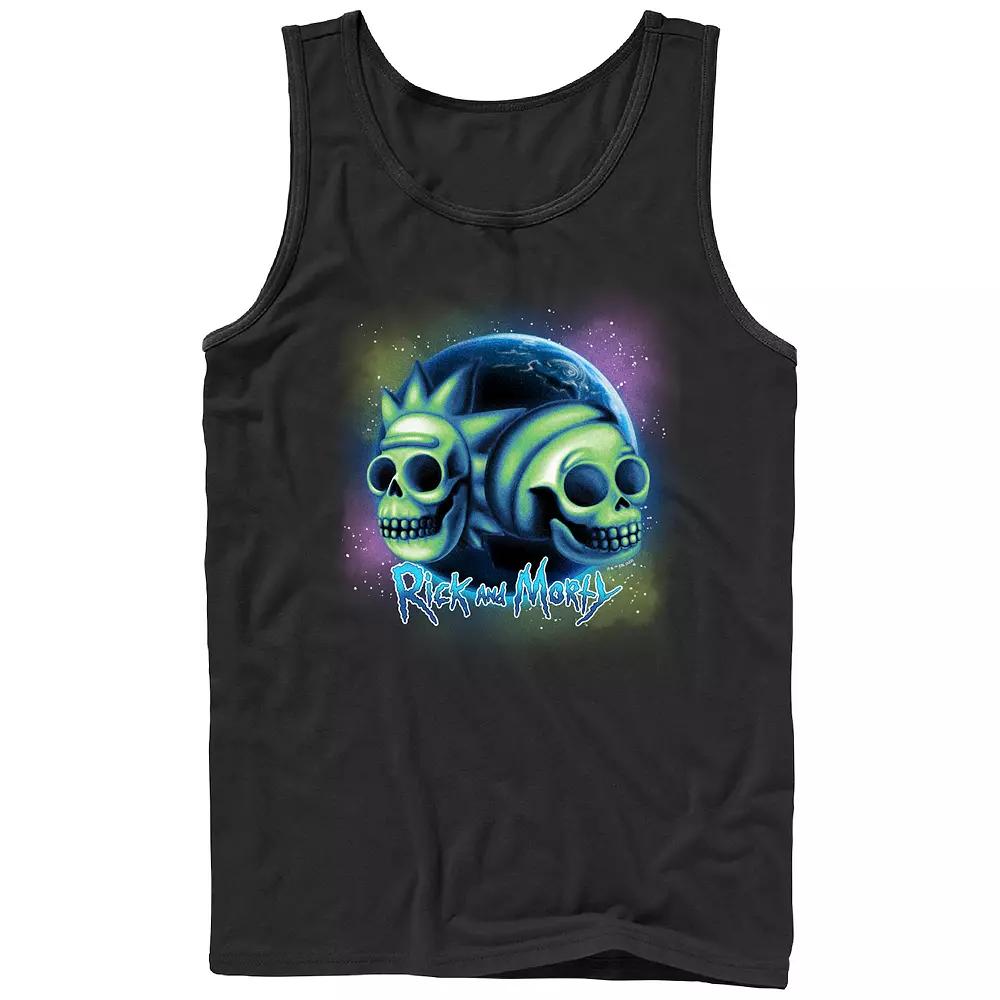Men's Rick And Morty Space Skulls Graphic Tank Top,  Product Image