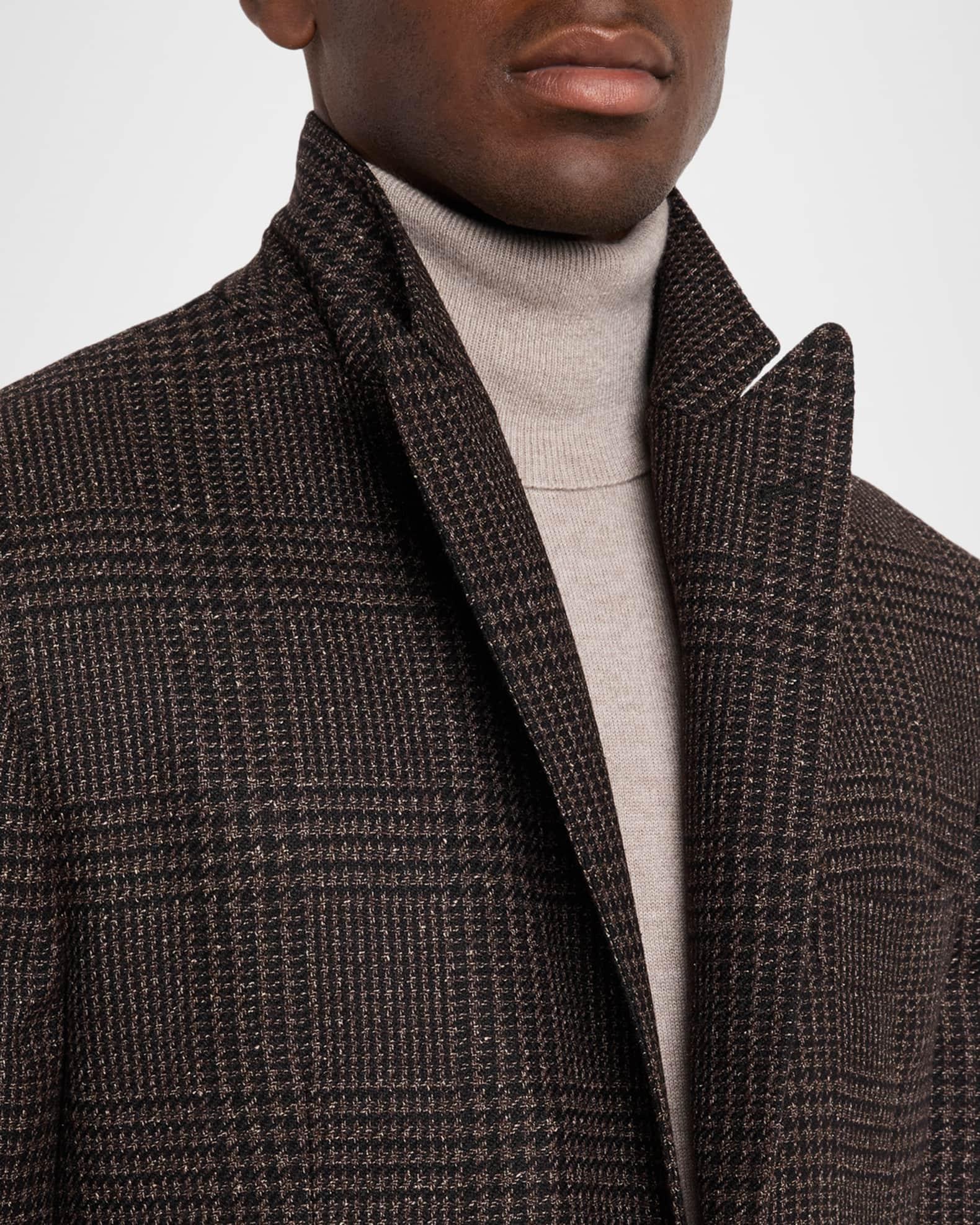 Men's Plaid Wool and Silk Single-Breasted Sport Coat Product Image