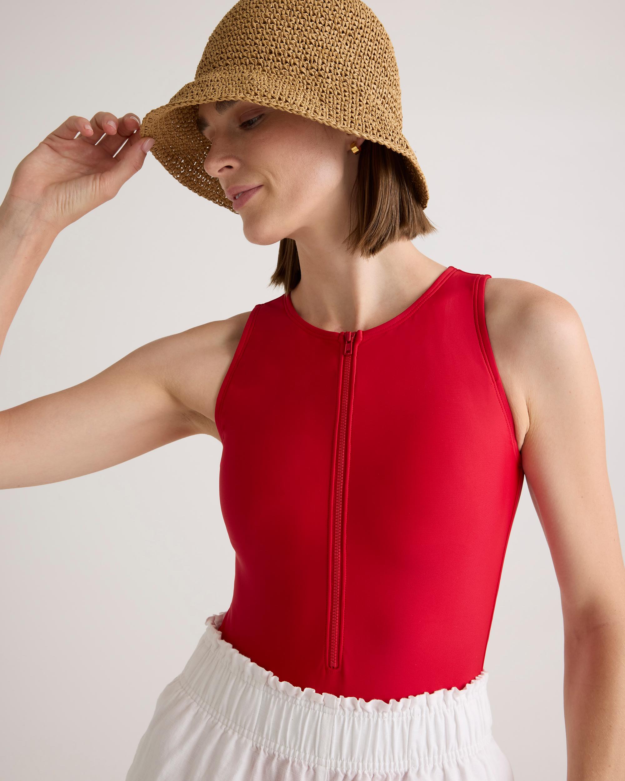 Quince | Women's Italian Zip-Front One-Piece Swimsuit Size XS, 78% Recycled Polyamide, 22% Spandex Product Image