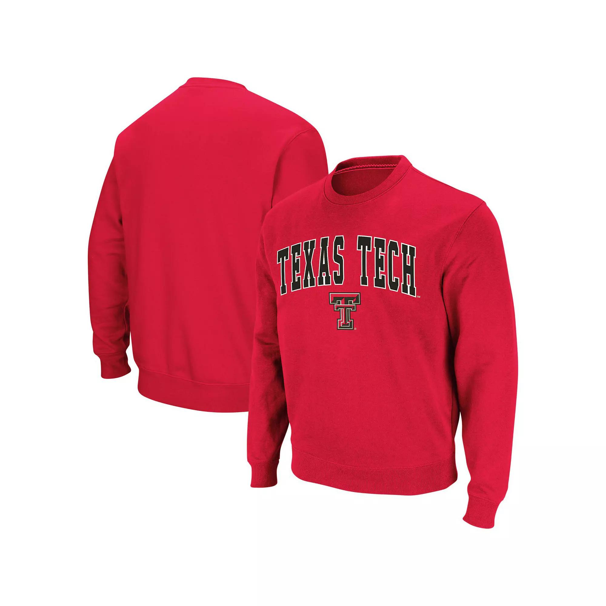 Men's Colosseum Red Texas Tech Red Raiders Arch & Logo Crew Neck Sweatshirt,  Product Image