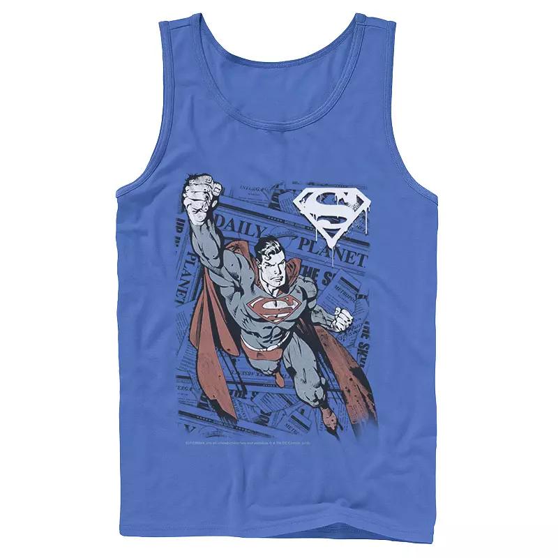 Men's DC Comics Superman Daily Planet Background Poster Tank Top,  Product Image
