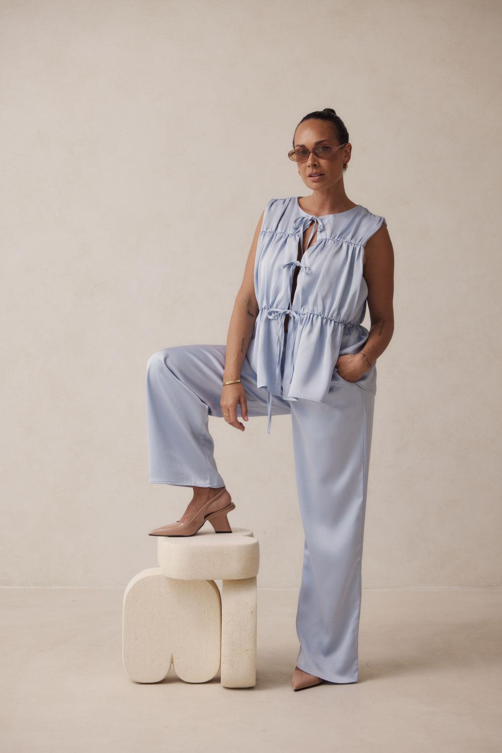 SAMPLE-Juliette Pants - Blue Product Image