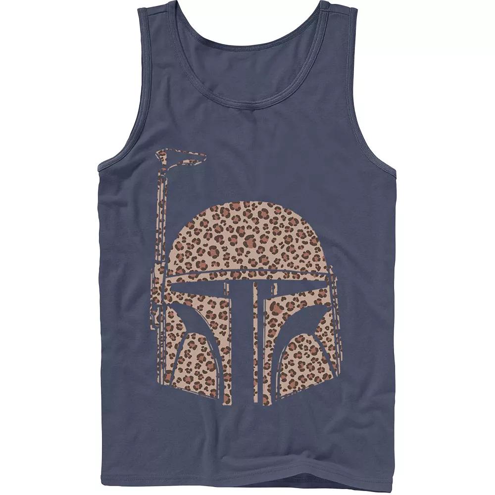 Men's Star Wars Boba Fett Helmet Cheetah Print Fill Tank Top,  Product Image