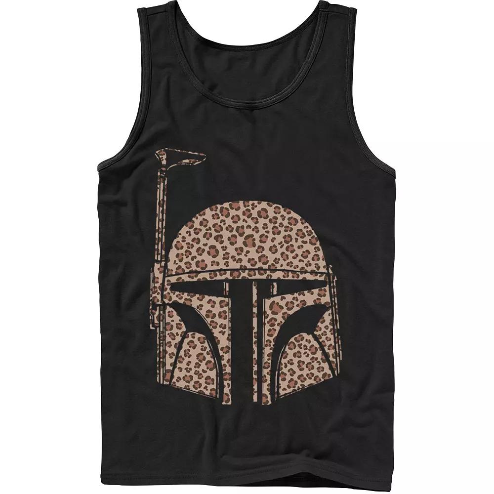 Men's Star Wars Boba Fett Helmet Cheetah Print Fill Tank Top,  Product Image