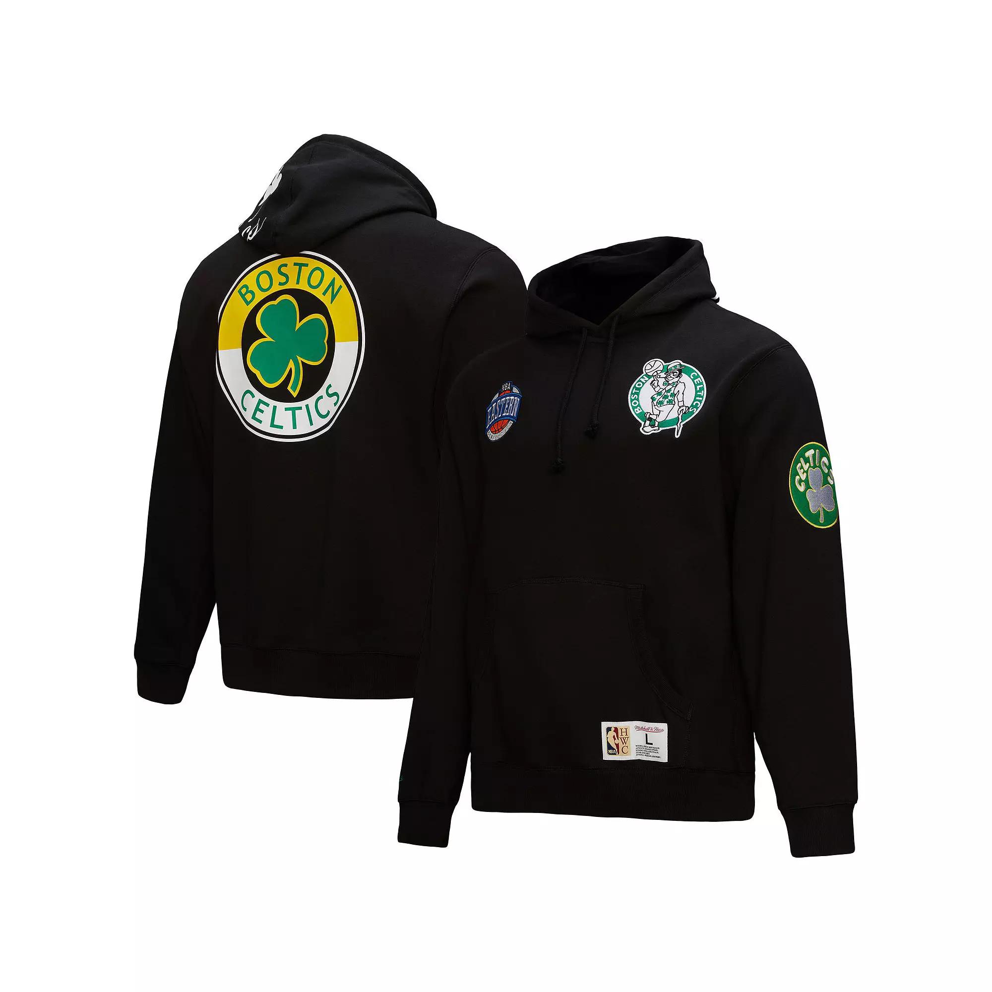 Men's Mitchell & Ness Black Boston Celtics Hardwood Classics Blackout Collection Pullover Hoodie,  Product Image