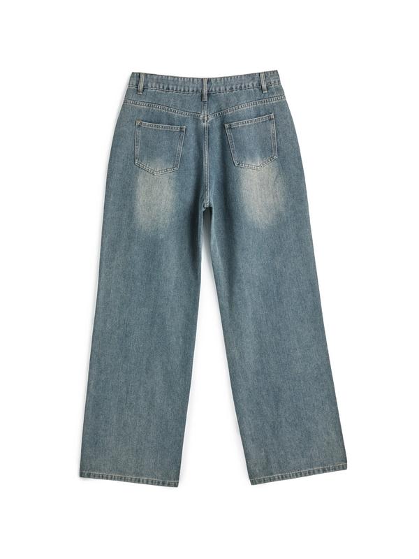 Men's Faded Vintage Denim Loose Jeans Product Image