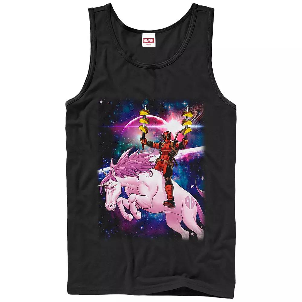 Men's Marvel Deadpool Pink Unicorn Ride Graphic Tank,  Product Image