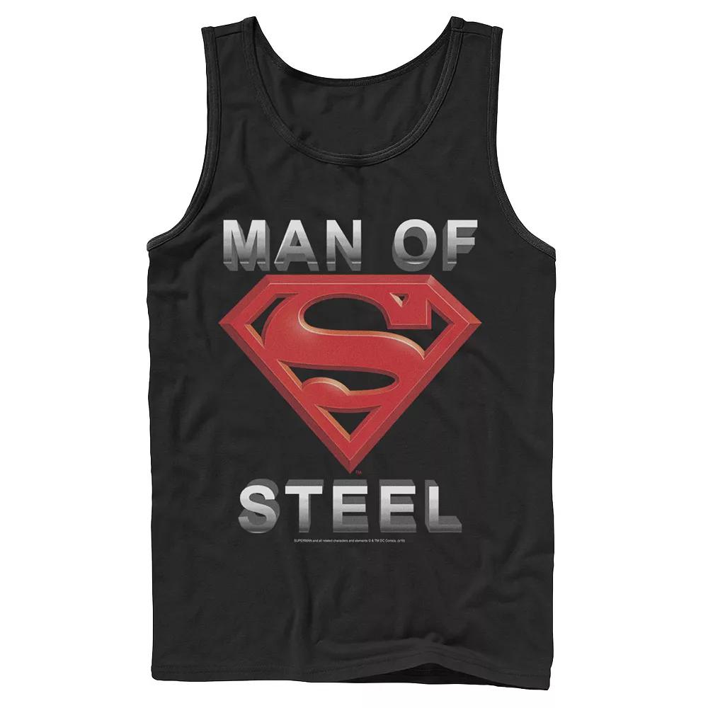Men's DC Comics Superman Man Of Steel Text Logo Tank Top,  Product Image