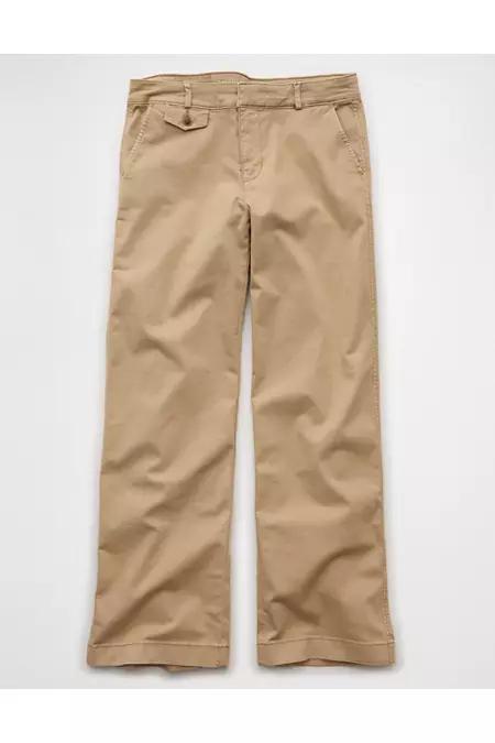 AE Stretch Low-Rise Wide-Leg Khaki Pant Women's Product Image