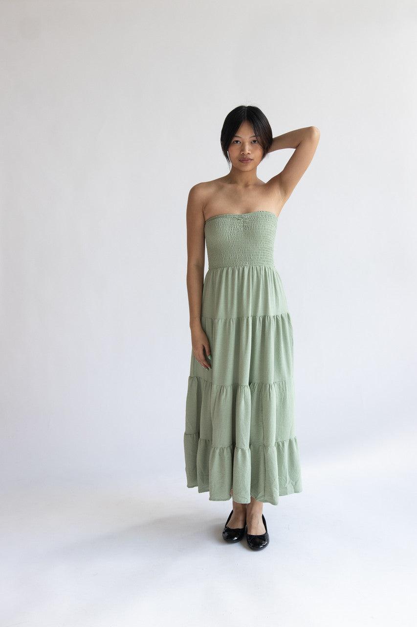 Smocked Top Strapless Maxi Dress Product Image
