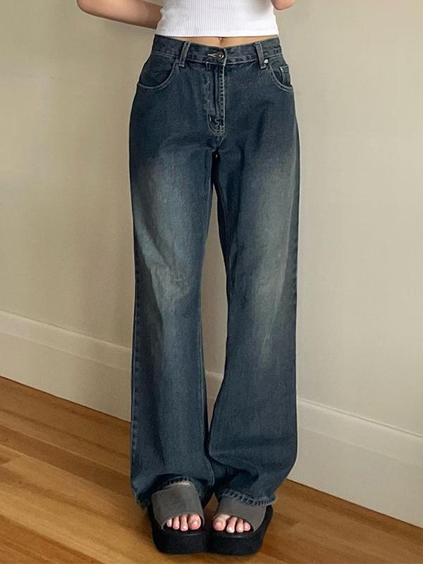 Vintage Blue Wash Boyfriend Jeans Product Image