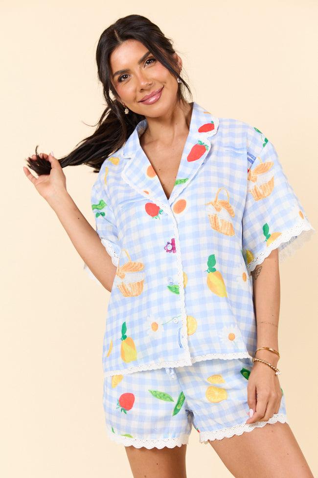 Picnic After Dark Blue Pajama Set FINAL SALE Product Image