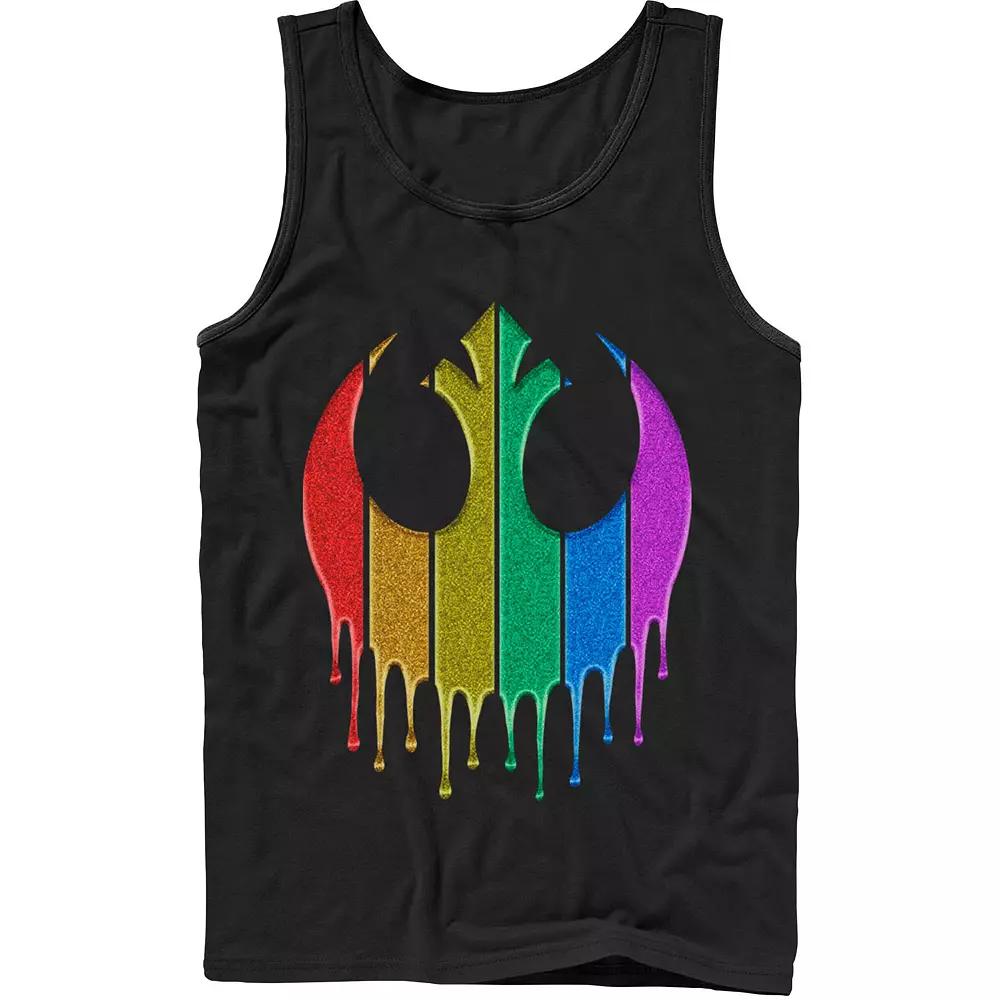 Men's Star Wars Pride Rebel Rainbow Glitter Logo Tank Top, Size: XL, Black Product Image