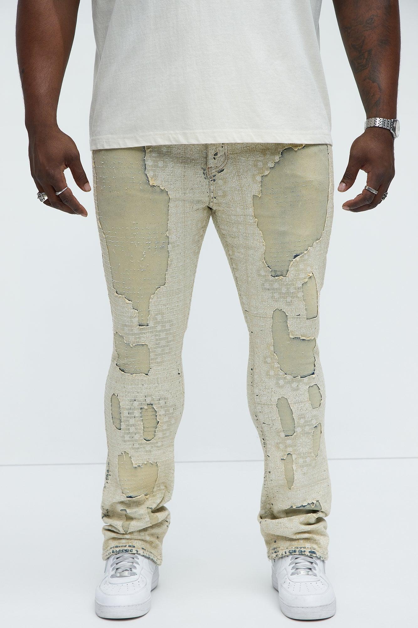 Shredded Shock Distressed Stacked Skinny Flare Jeans - Light Wash Product Image