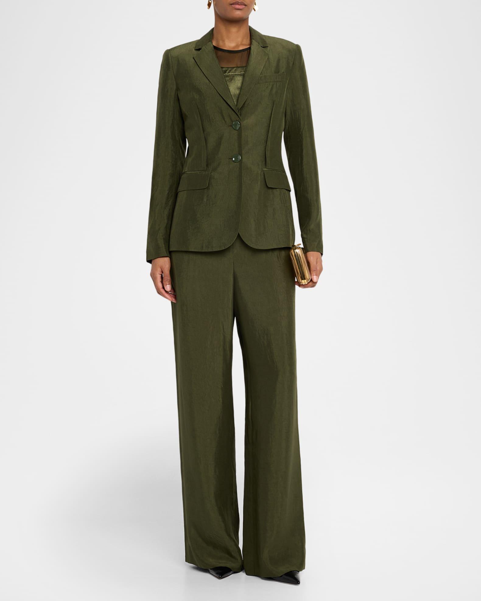 Crinkled Satin Straight-Leg Trousers Product Image