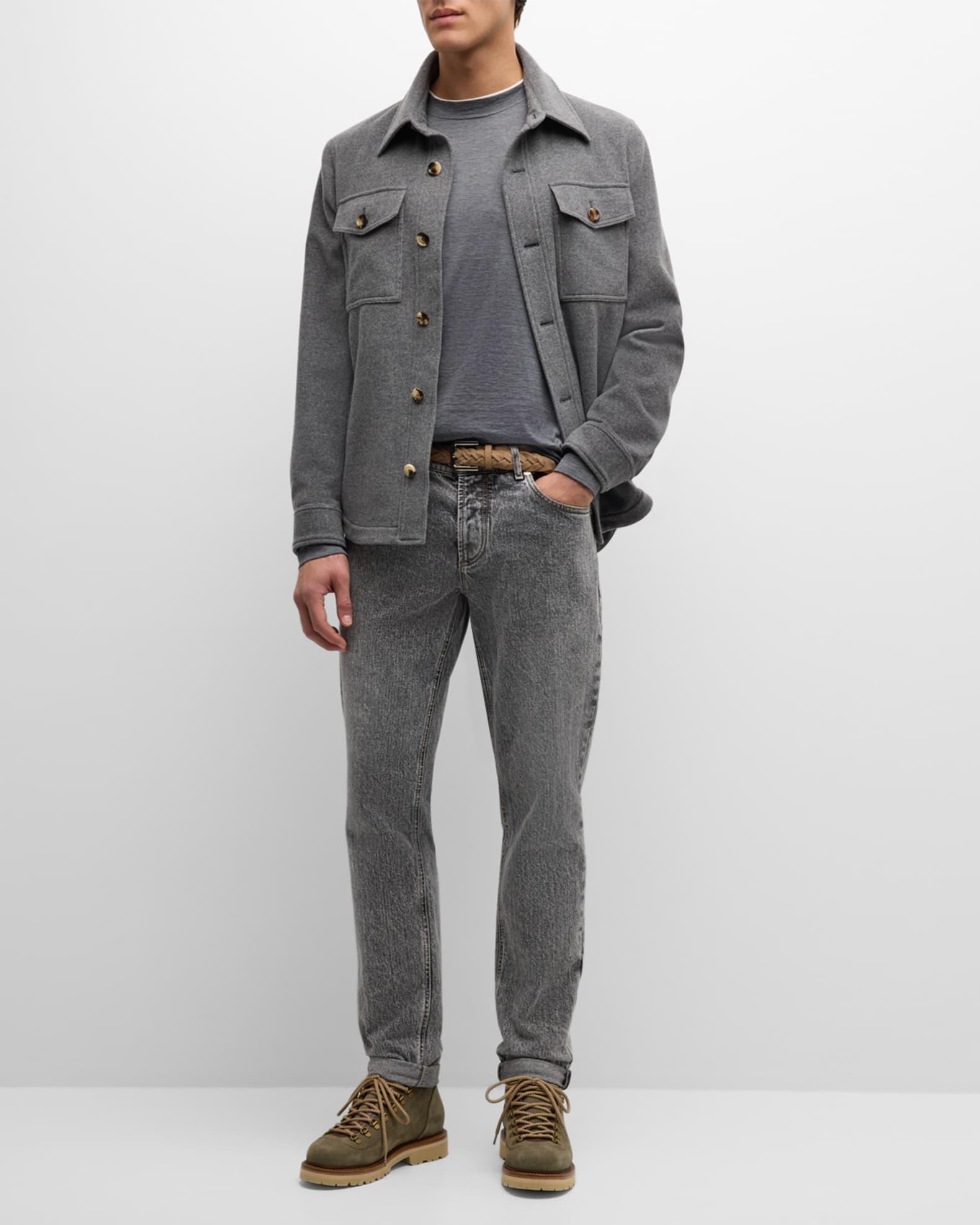 Men's Cashmere Western Shirt Jacket Product Image