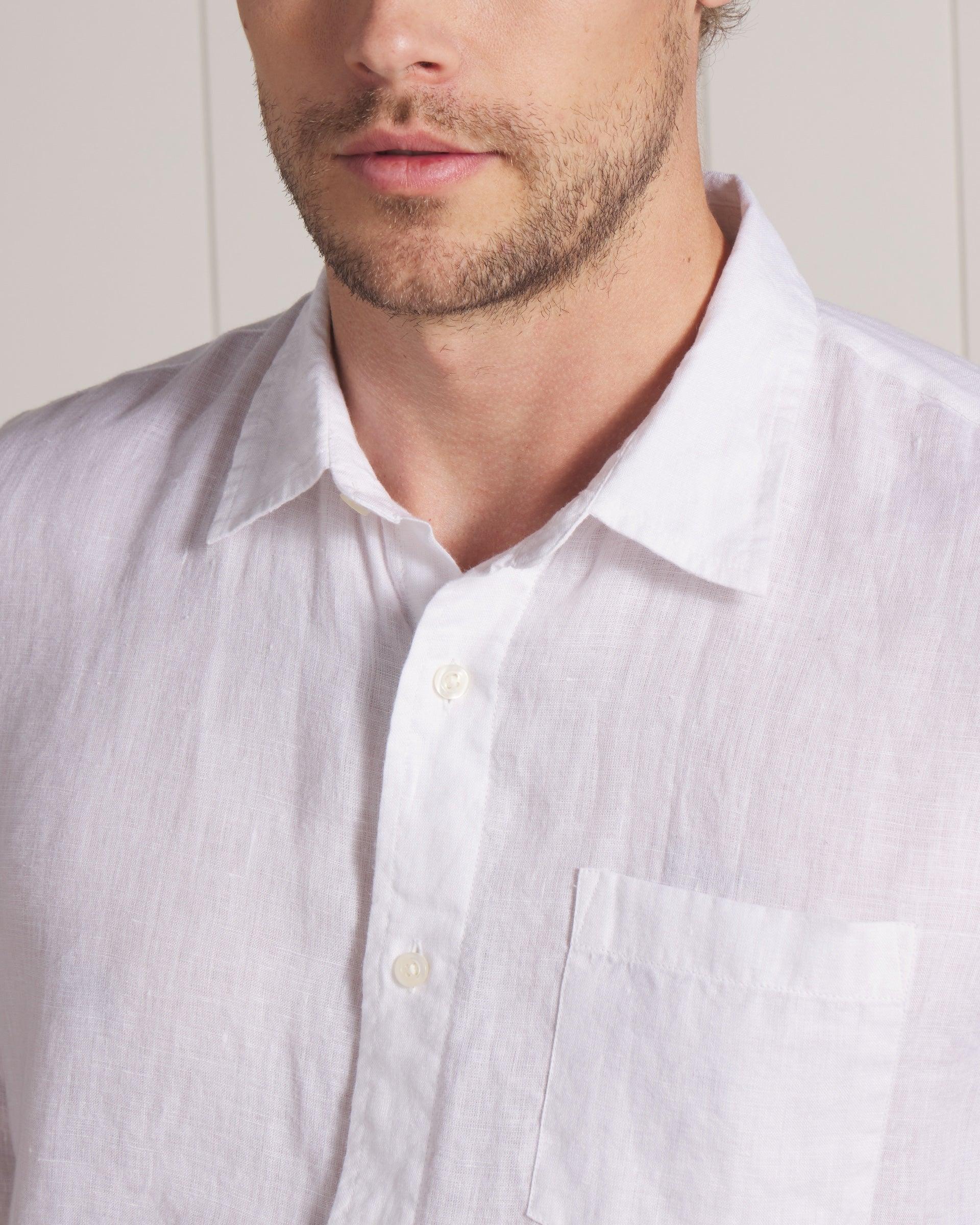 Nantucket Yarn Dyed Linen Shirt - White Product Image