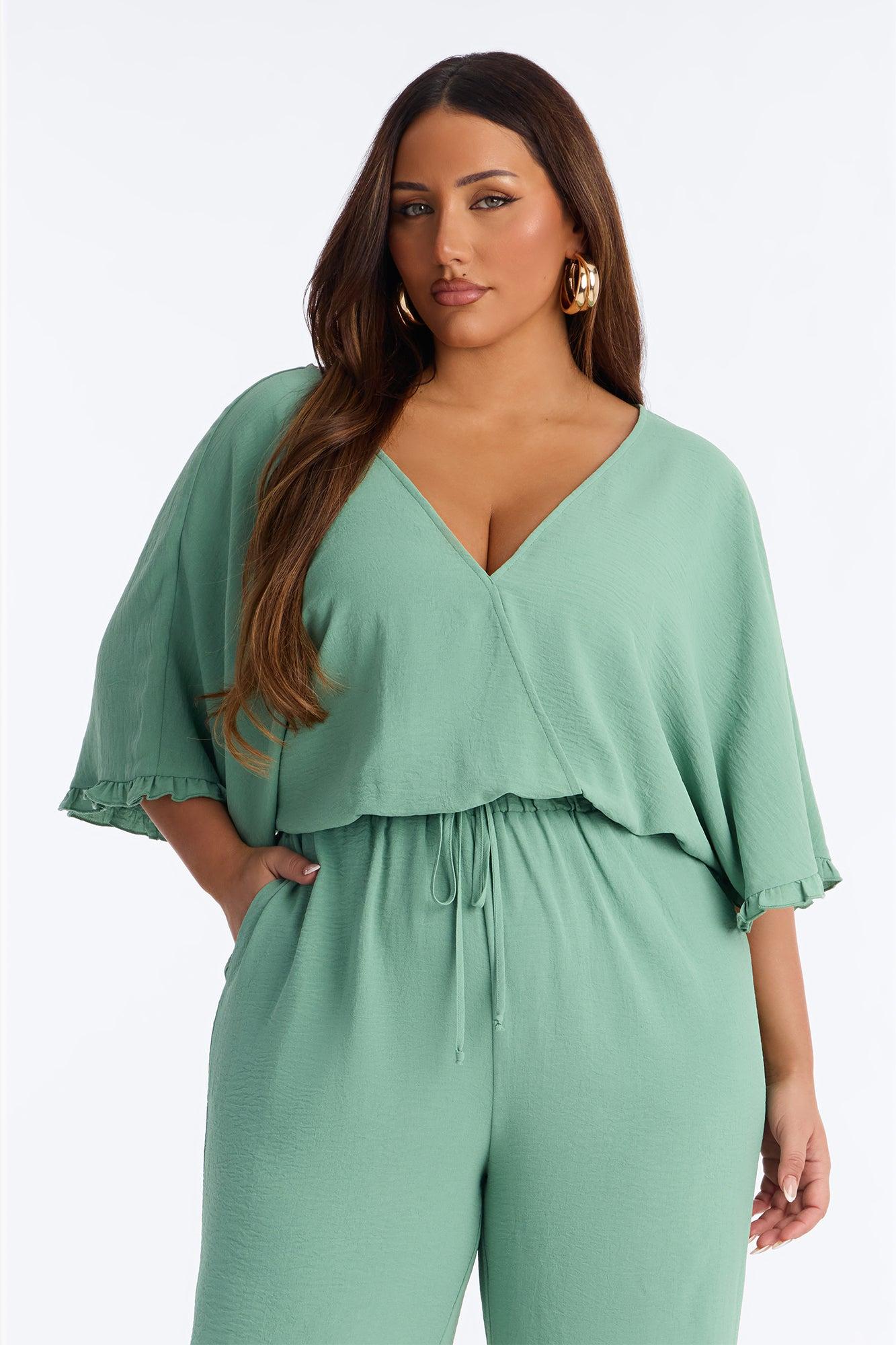 Celine Wide Leg Jumpsuit - Sage Female Product Image
