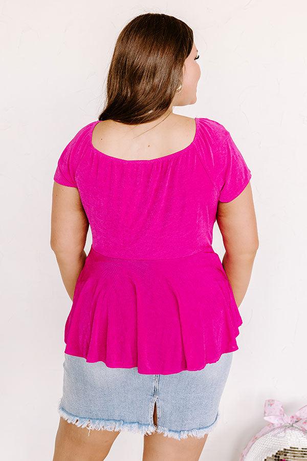 Romantic Getaway Front Tie Babydoll Top In Fuchsia Curves Product Image