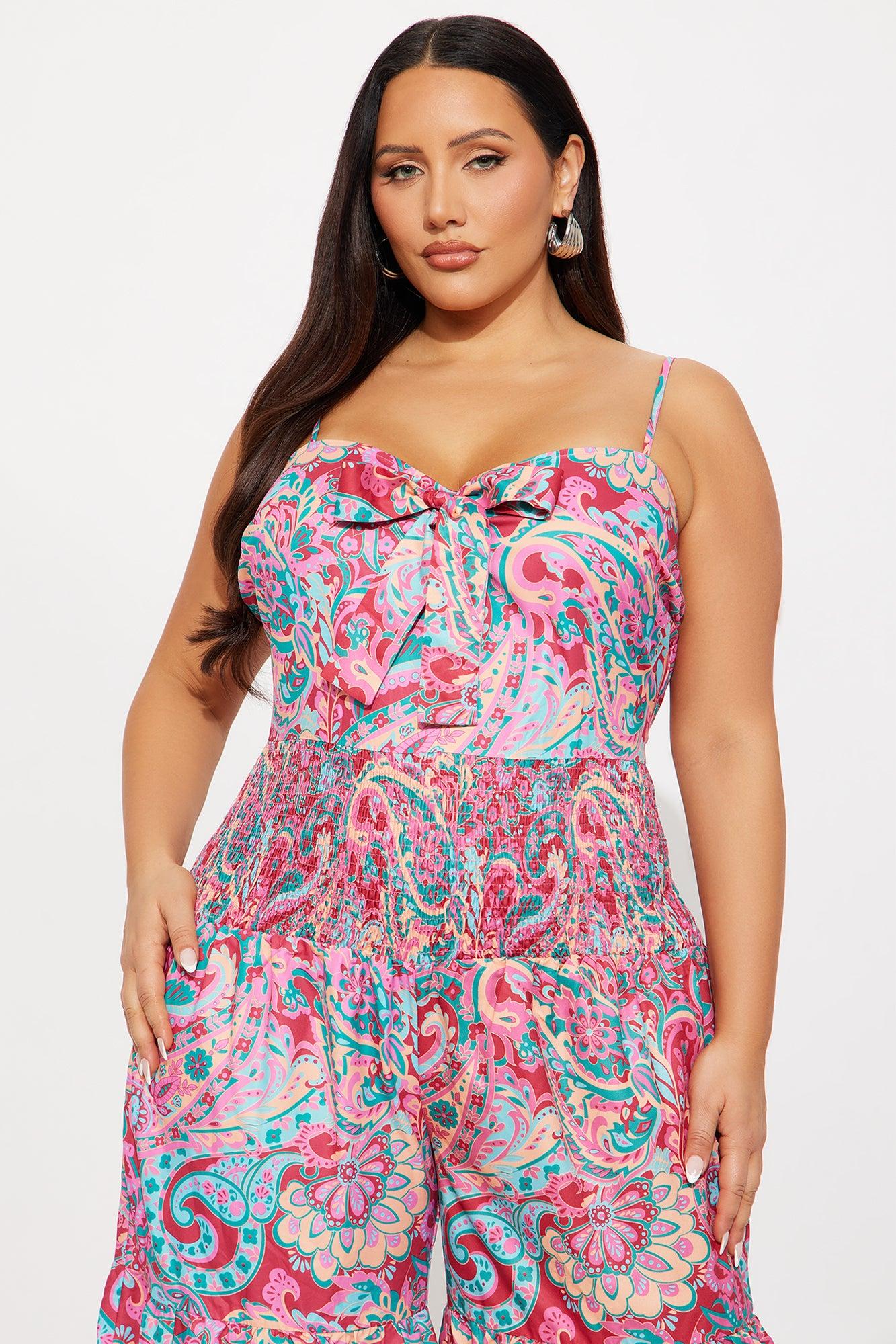 On The Way Wide Leg Jumpsuit - Raspberry/Combo Female Product Image