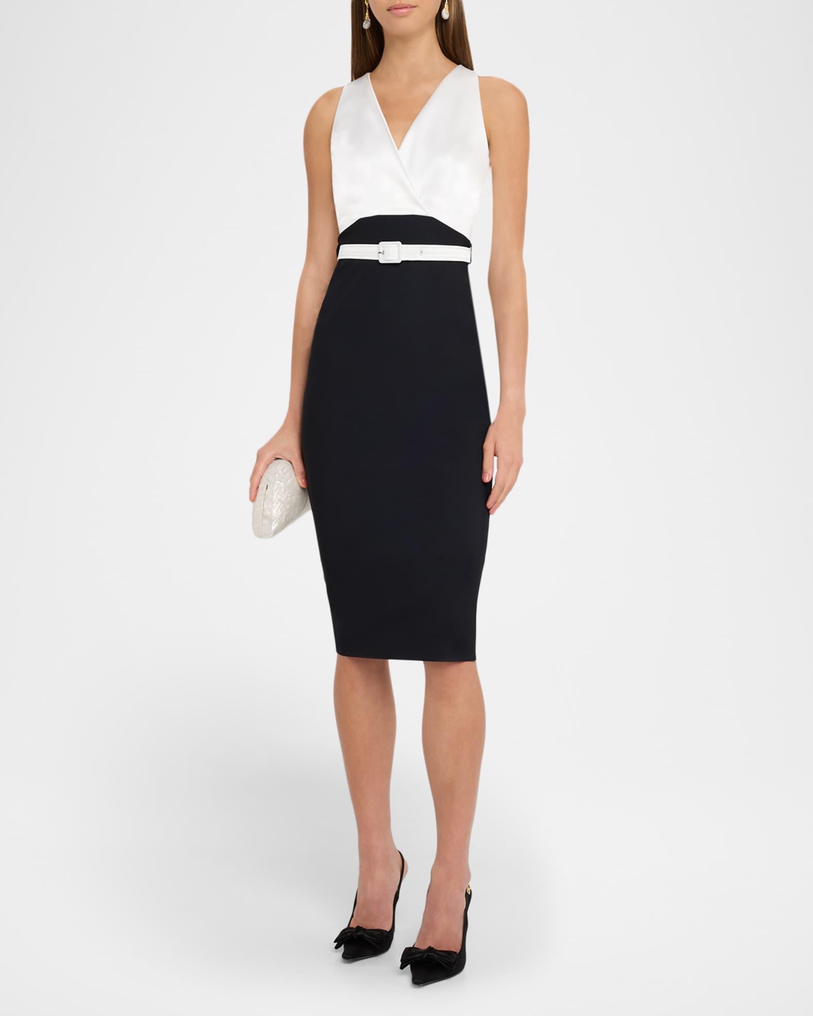 Sleeveless Satin & Jersey Bodycon Dress Product Image