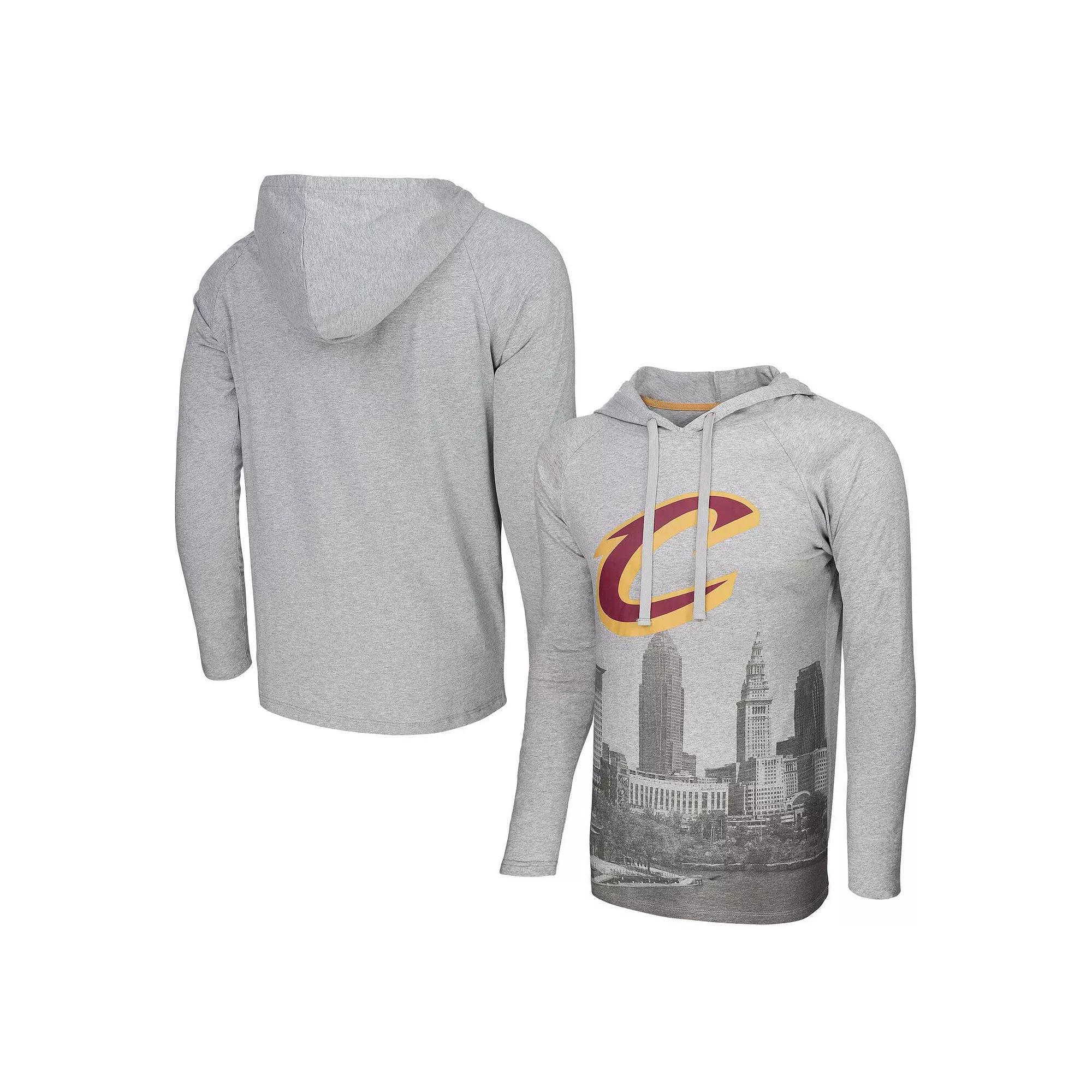 Men's Stadium Essentials Heather Gray Cleveland Cavaliers Atrium Raglan Long Sleeve Hoodie T-Shirt, Size: Medium, Grey Product Image