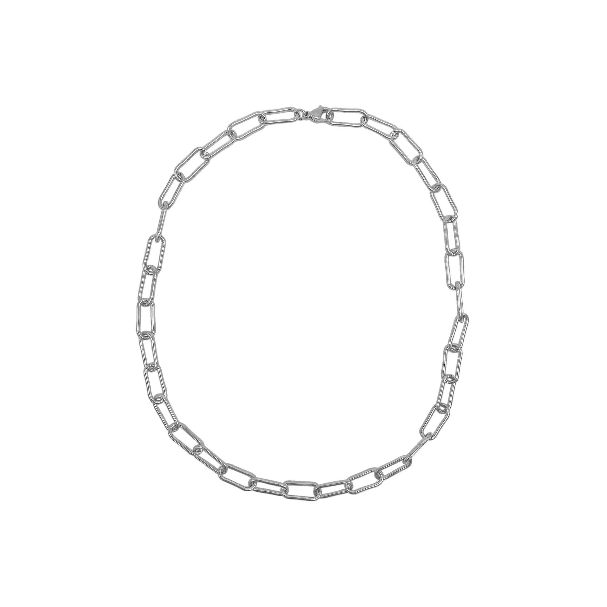 Adornia 14k Gold Plated Chunky Paper Clip Chain Necklace, Women's, Size: 18", Silver Tone Product Image