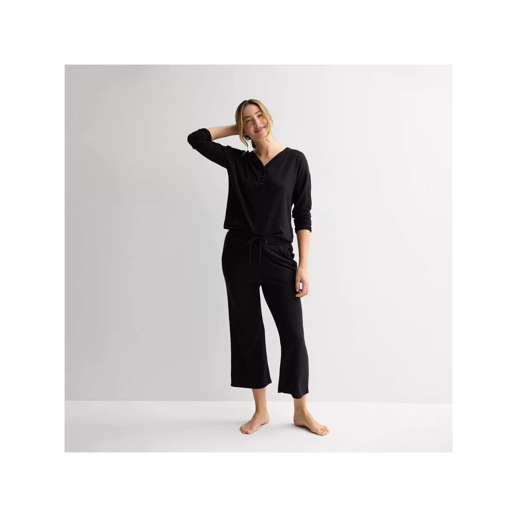 Women's Sonoma Goods For Life® Knit Open-Hem Pajama Pants, Size: XS, Pitch Black Product Image