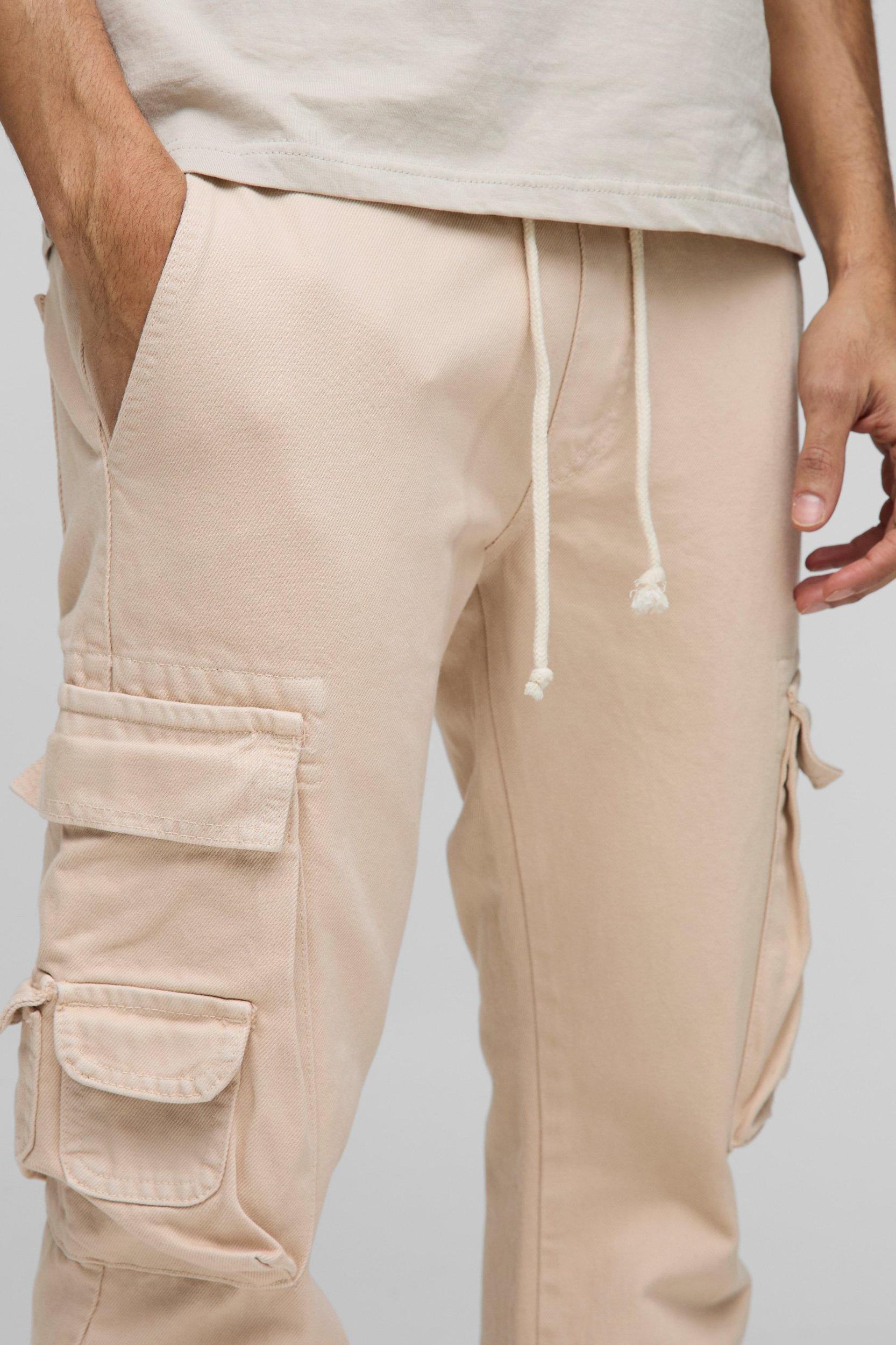 Popper Hem Multi Cargo Pocket Relaxed Fit Flared Jeans | boohooMAN USA Product Image