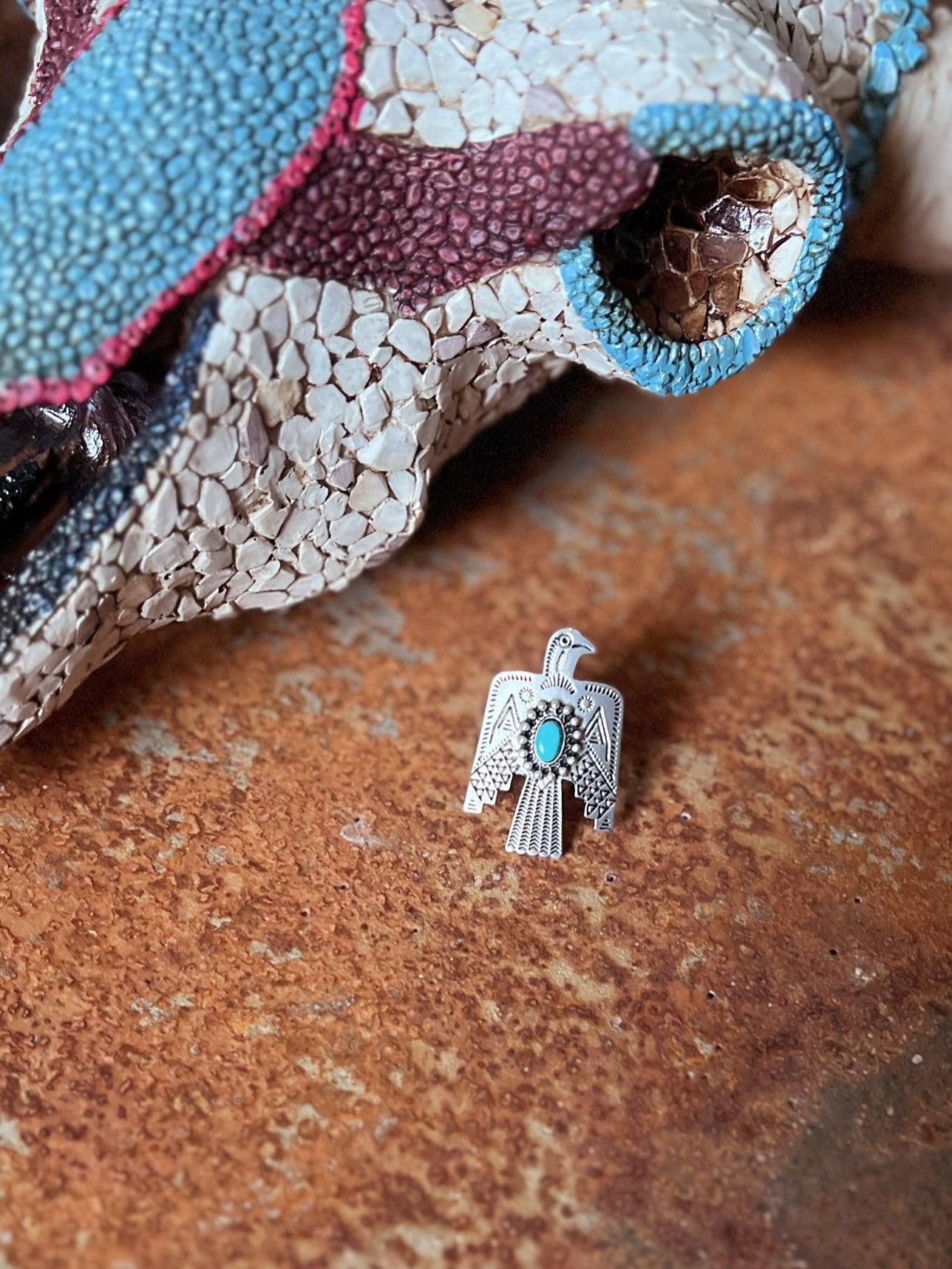 Thunderbird Turquoise Stone Adjustable Ring Product Image
