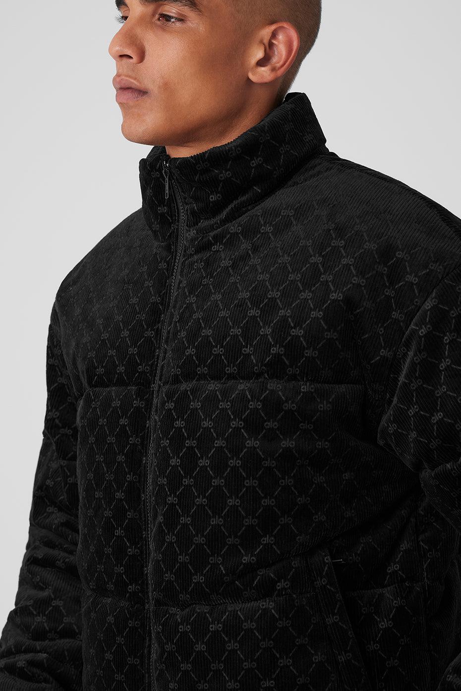 Debossed Corduroy Stage Puffer - Black Male Product Image