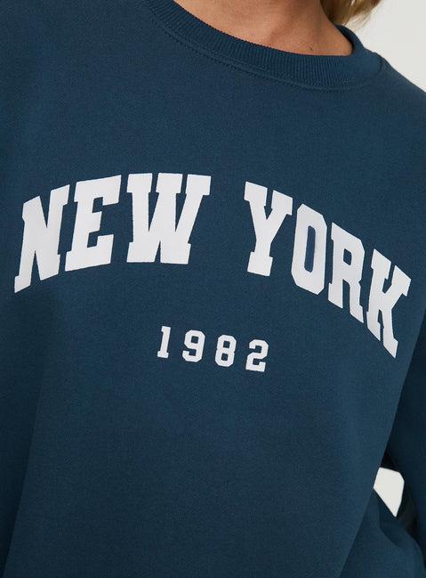 New York Minute Mini Sweatshirt Dress Navy Product Image