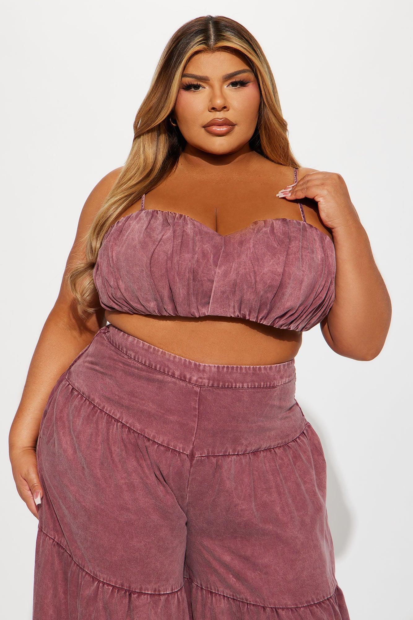 Olivia Washed Pant Set - Burgundy Product Image