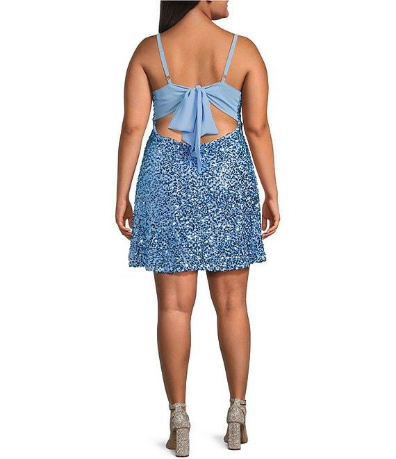 B. Darlin Plus Size Sequin Sleeveless Tie-Back Bodycon Dress Product Image