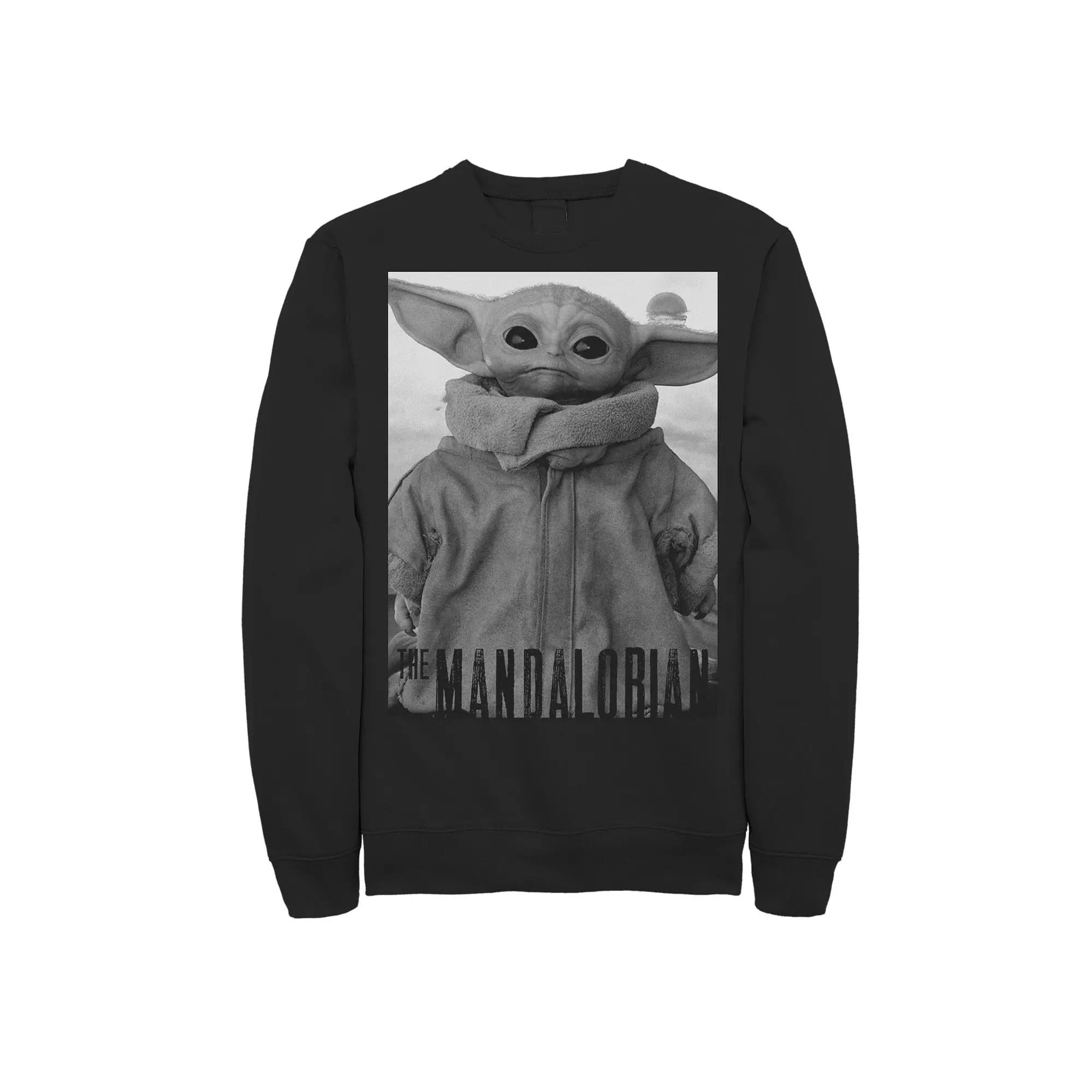 Men's Star Wars The Mandalorian The Child aka Baby Yoda Grey Scale Poster Sweatshirt,  Product Image