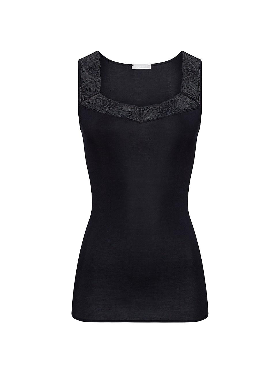 Womens Cotton Delight Lace-Trim Tank Product Image