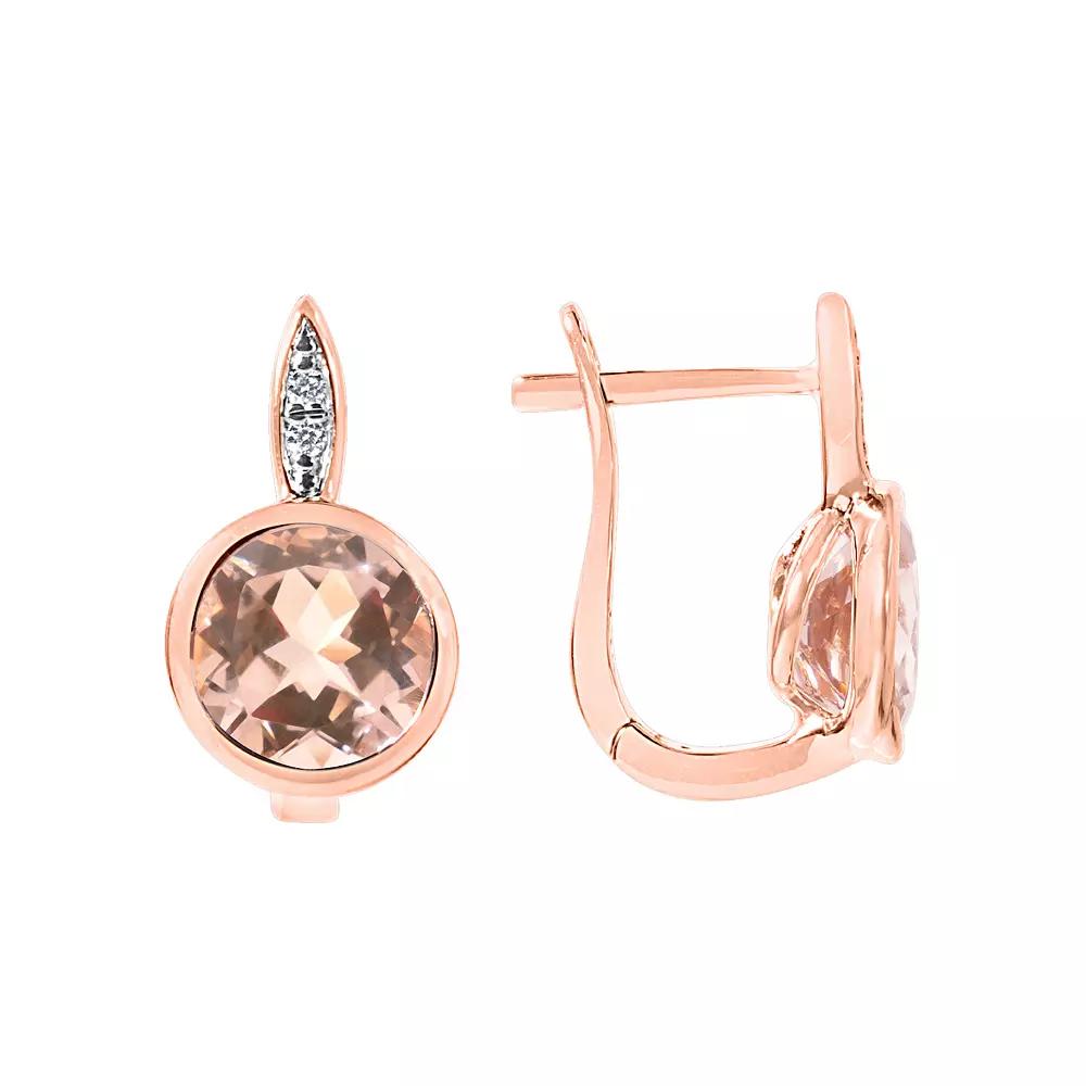 Jewelmak 14k Rose Gold Morganite & Diamond Earrings, Women's, 14k Two Tone Product Image