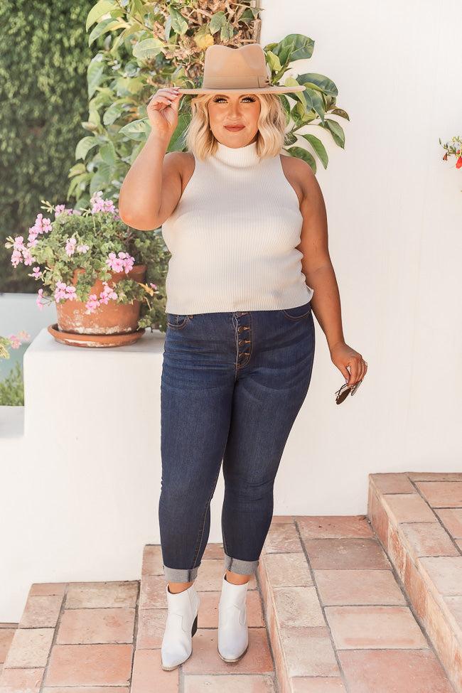 Clear My Schedule Ivory Mock Neck Sweater Tank FINAL SALE Product Image