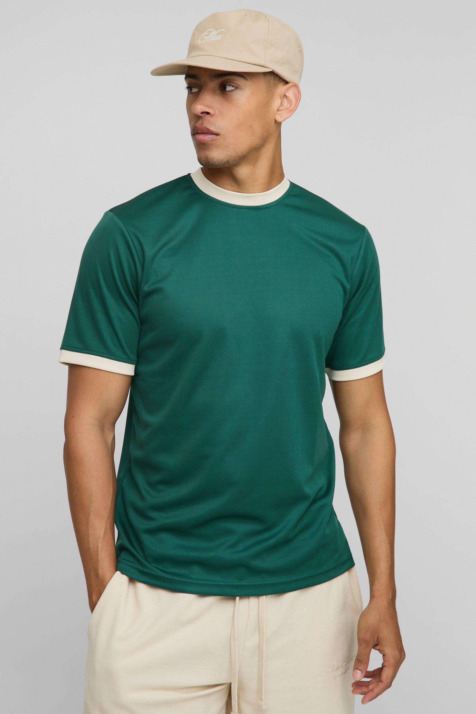 Regular Fit Mesh Ringer T-Shirt | boohooMAN USA Product Image