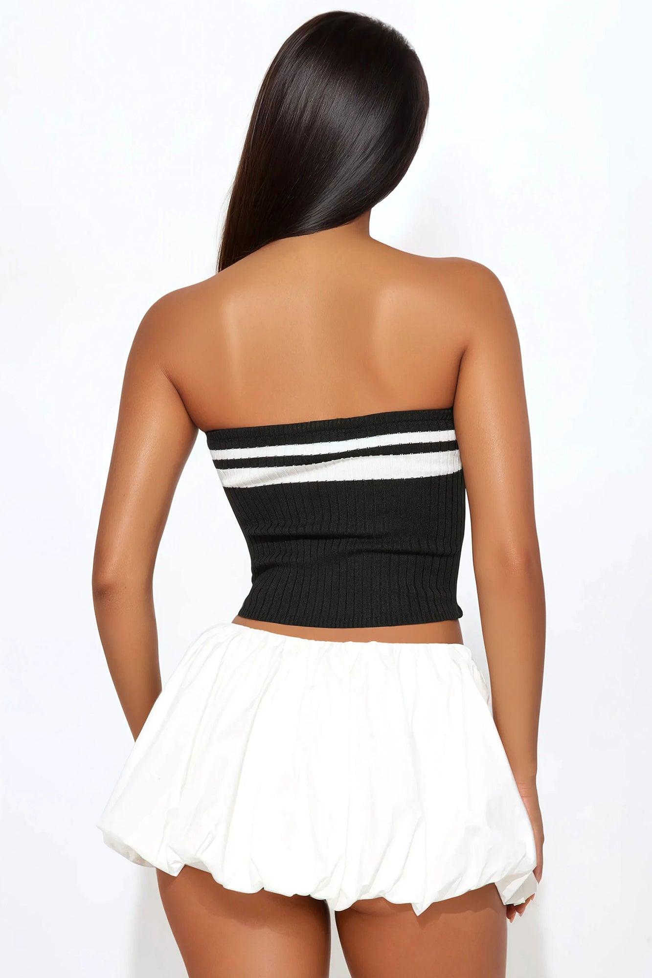Cruisin' Along Ribbed Tube Top - Black/White Product Image