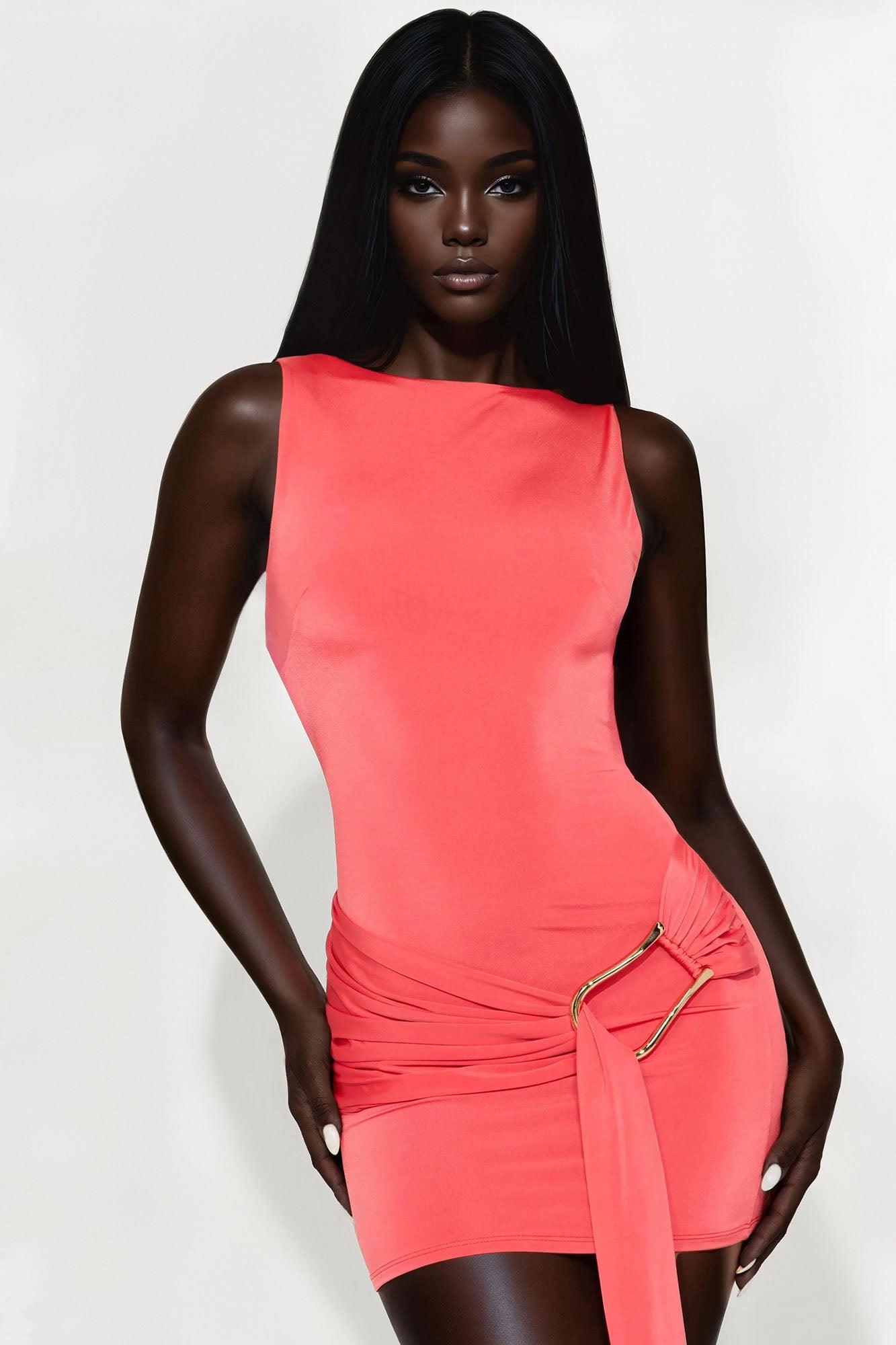 Taylor Backless Mini Dress - Tomato Red Female Product Image