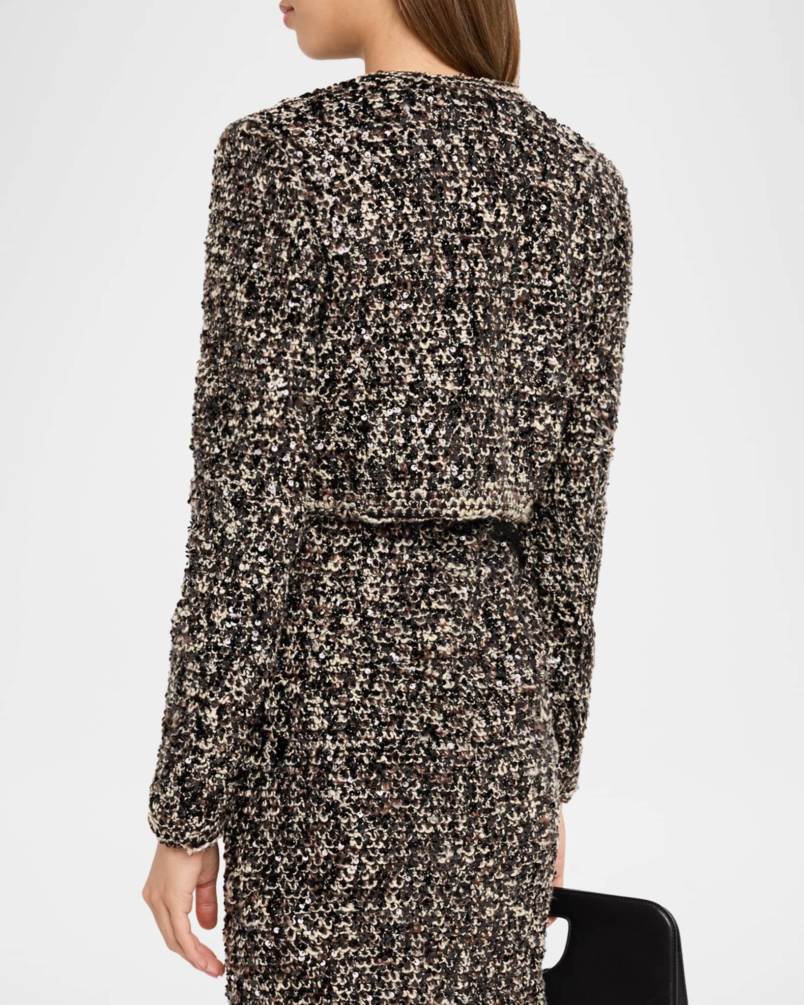 Collarless Paillette Boucle Bolero Jacket Product Image