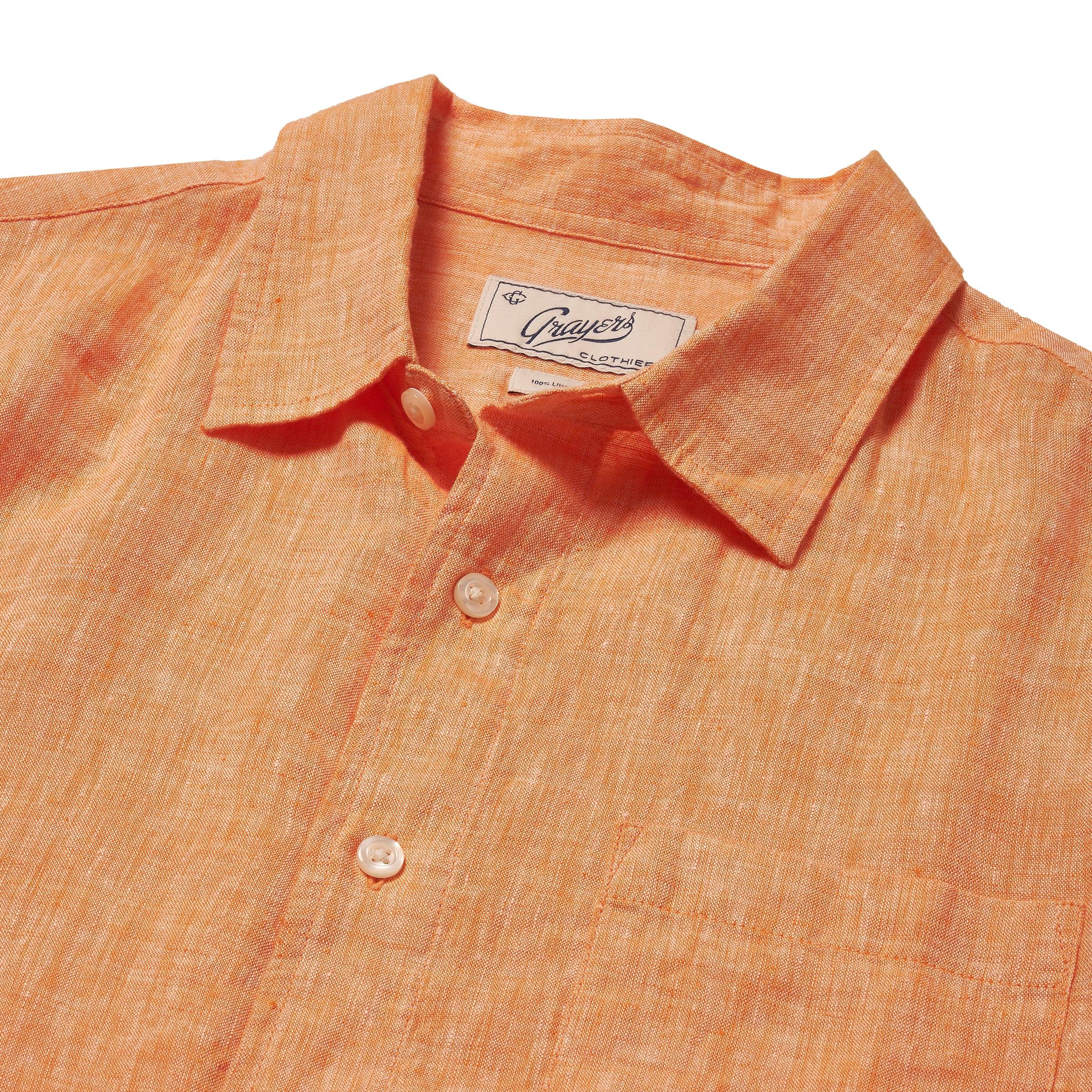 Nantucket Yarn Dyed Linen Shirt - Orange Product Image