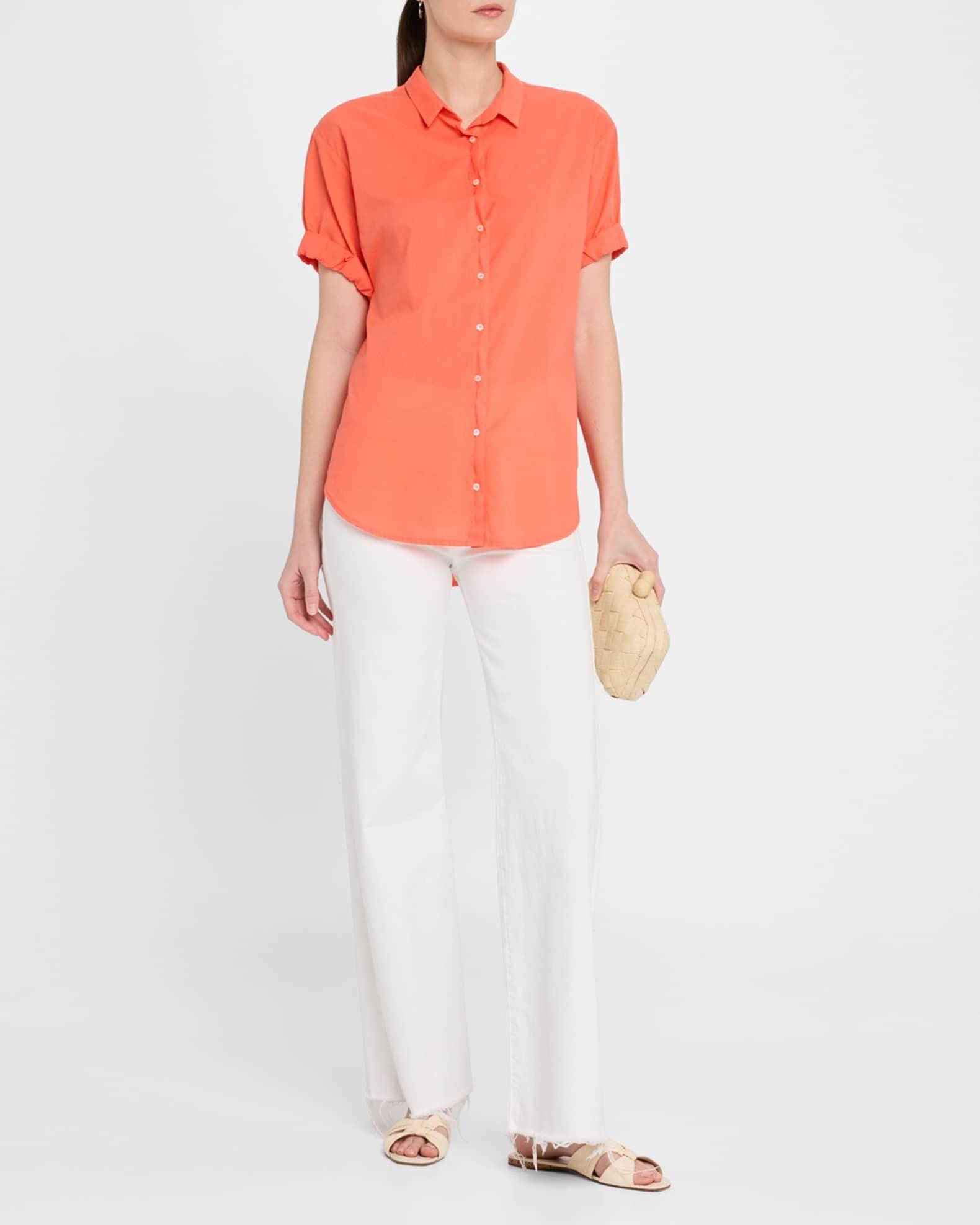 Channing Button-Down Rolled-Sleeve Cotton Top Product Image