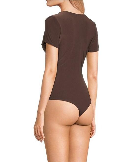 Moa Moa Short Sleeve V-Neck Ruched Bodysuit Product Image