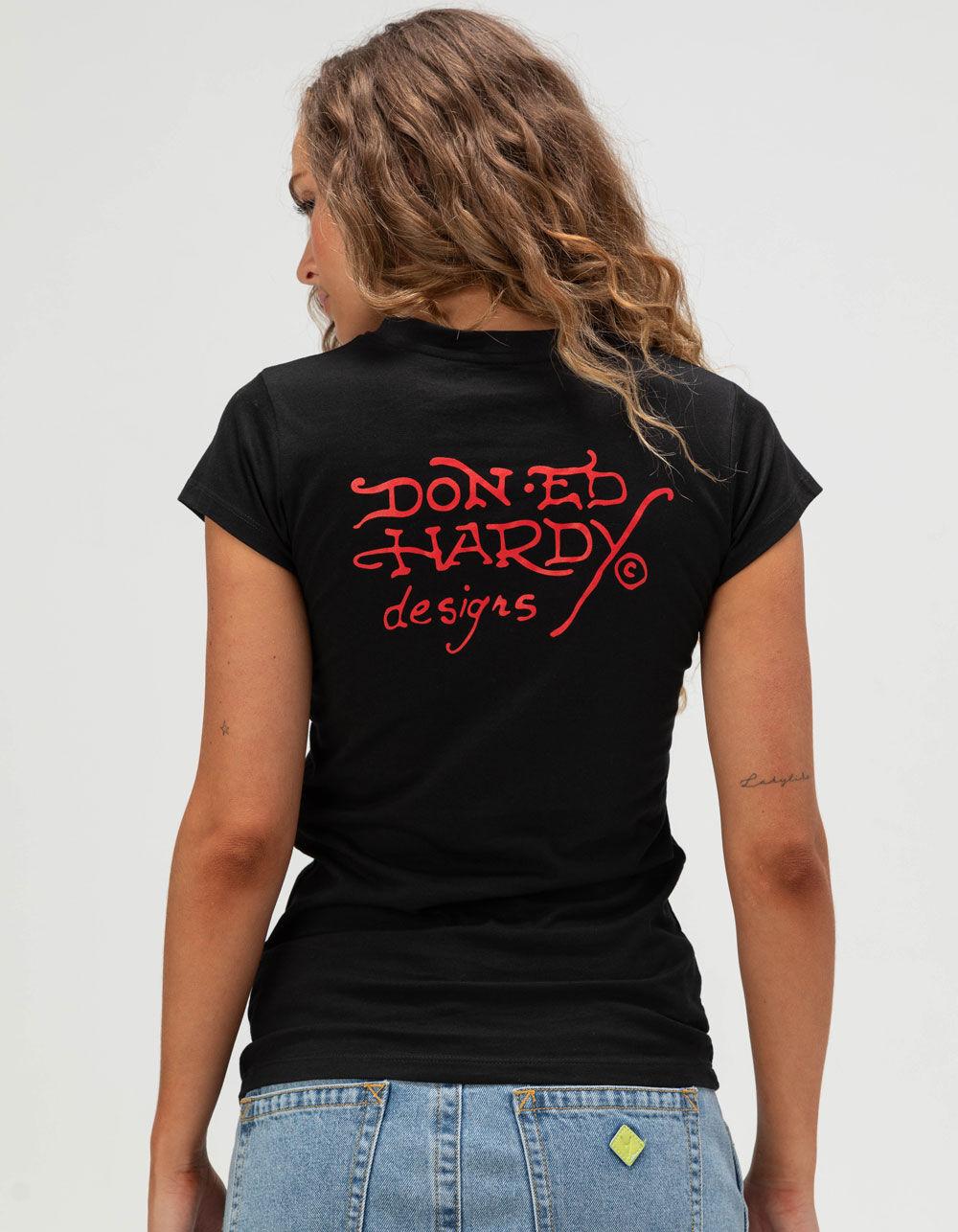 ED HARDY Tiger Head Womens Fitted Tee - BLACK Product Image