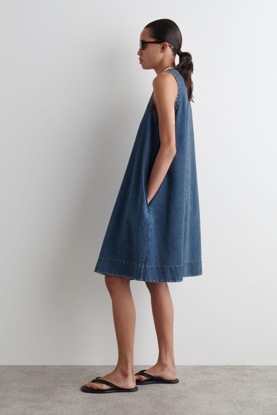 DENIM A-LINE MINI DRESS Product Image